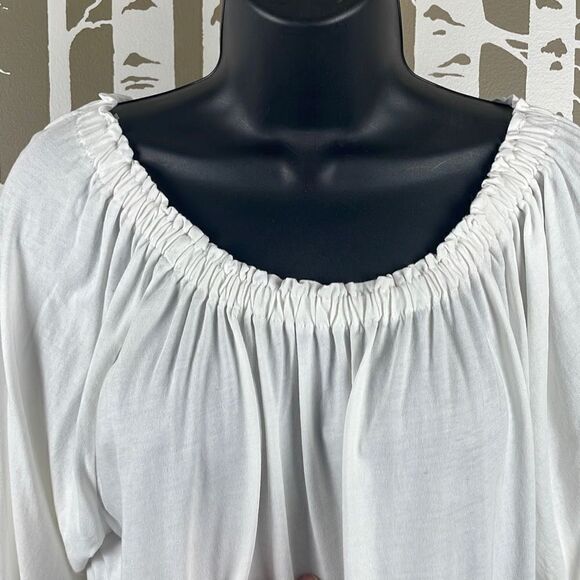 Chaps NEW $49 Tropic Bay Boho Off Shoulder Embroidered Bell Sleeve Top M - Picture 8 of 8